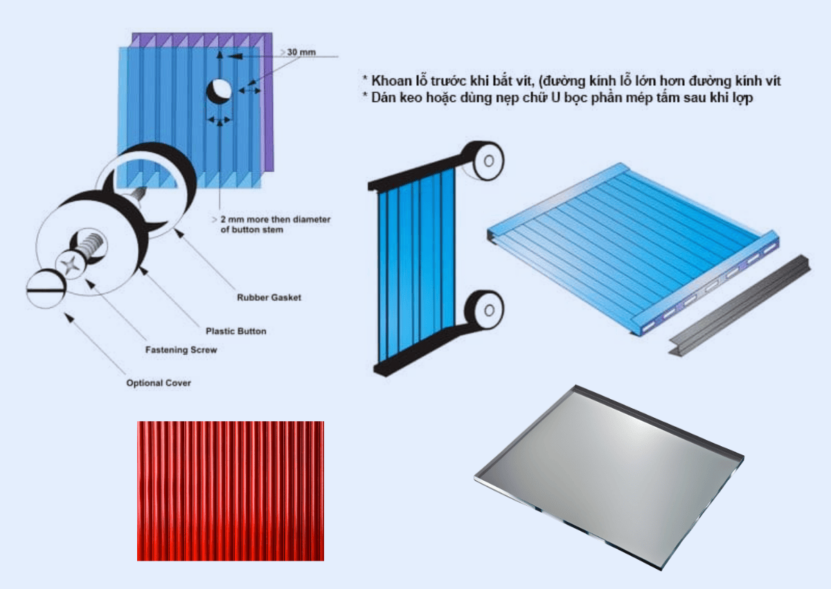 Thi công tấm lợp polycarbonate rỗng và đặc cần chú ý gì