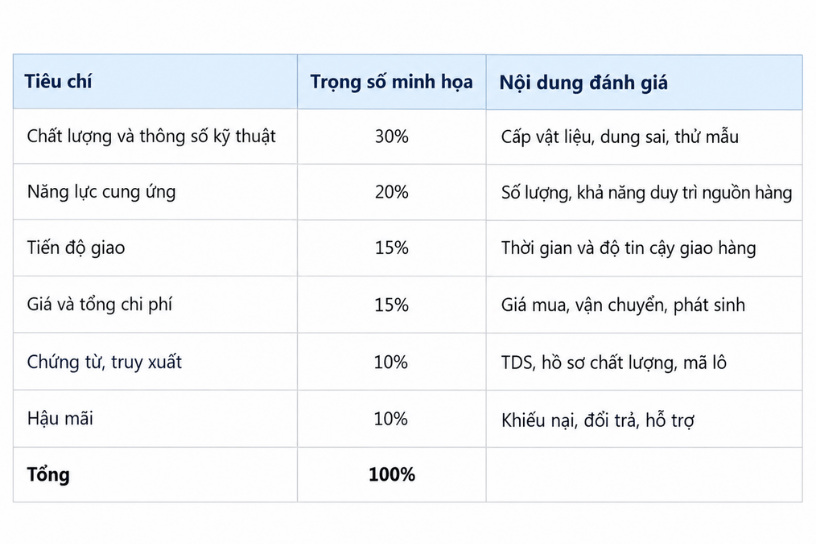 Bảng tiêu chí đánh giá nhà cung cấp tấm nhựa kỹ thuật khi thay đổi vật liệu tương đương