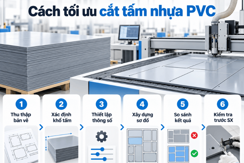 Cách tối ưu cắt tấm nhựa PVC – Quy trình 6 bước giảm hao hụt vật tư sản xuất